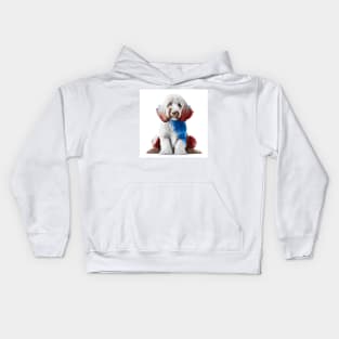 [AI Art] Red, blue and white Labradoodle Kids Hoodie